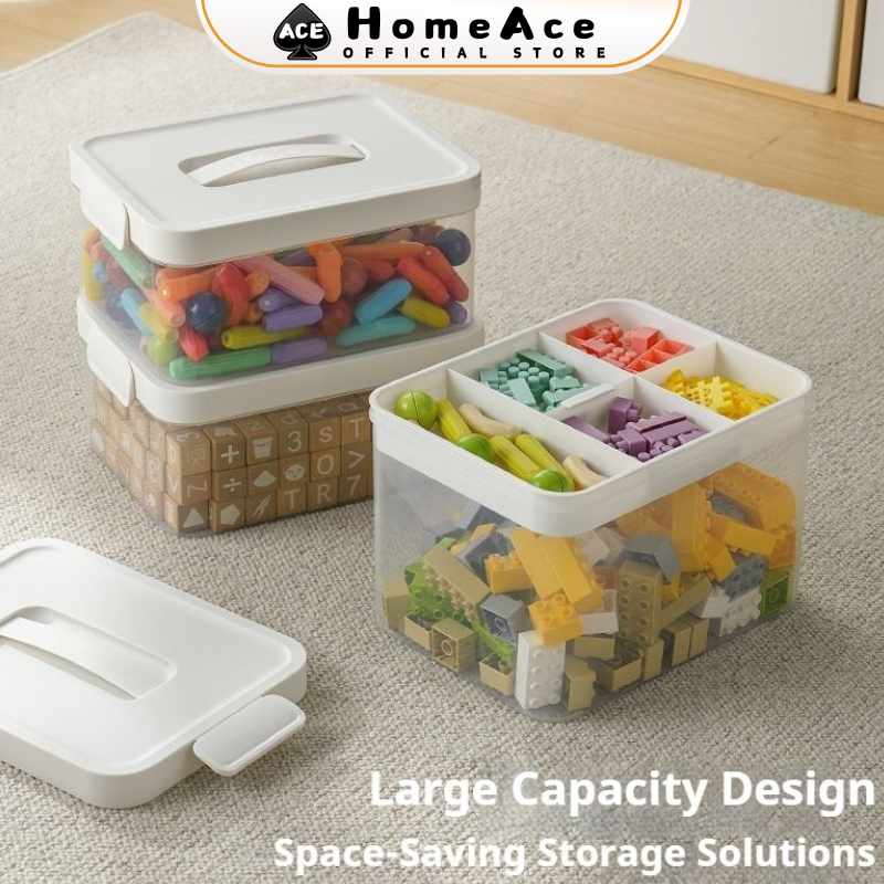 HomeaAce Handheld toy box multifunctional double-layer covered toy ...