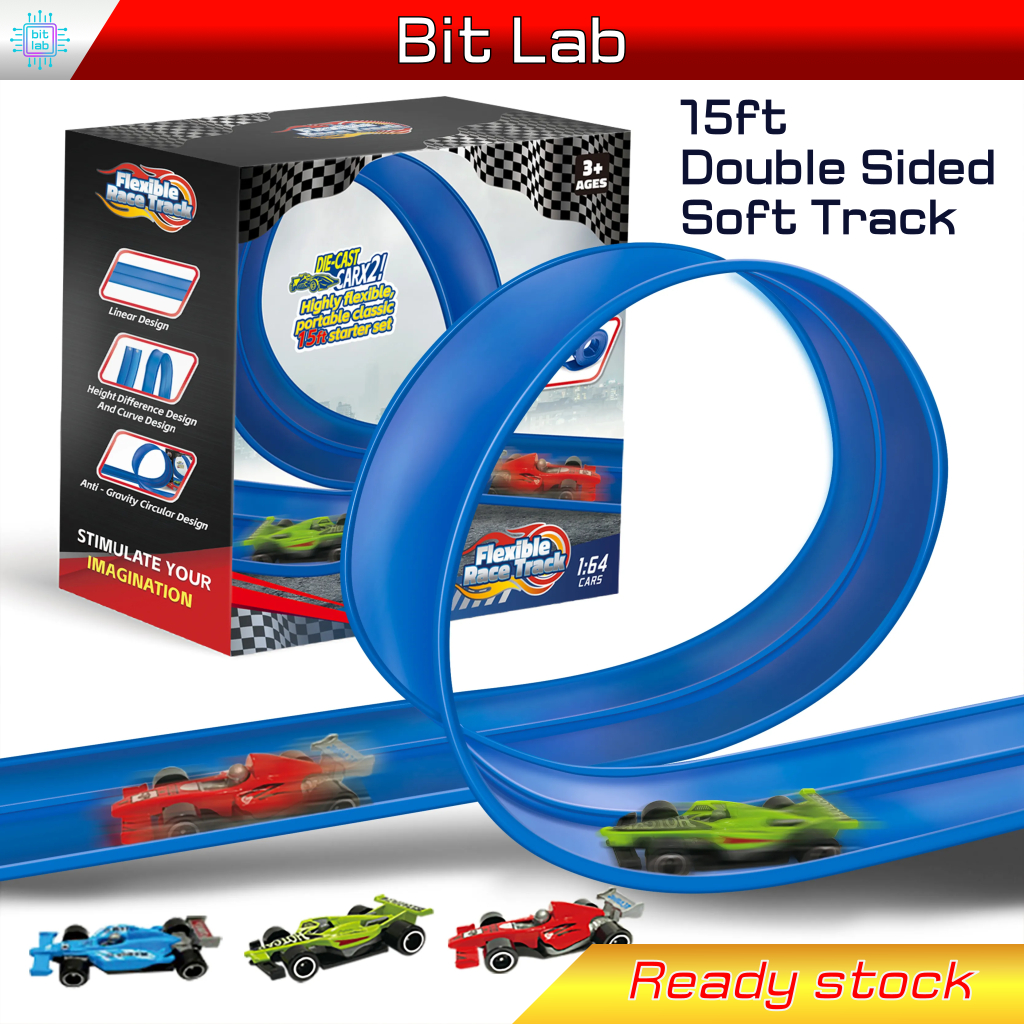 15ft Double-Sided Flexible Racing Track – Dual Lane & Single Lane Stunt ...