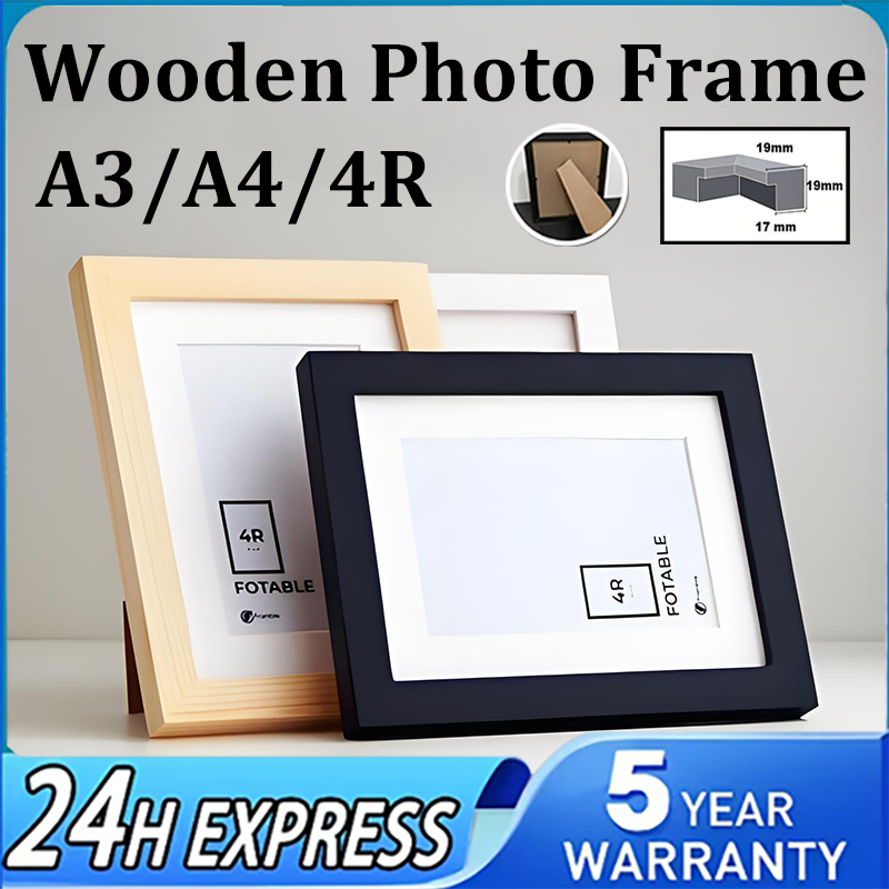 4R A4 A3 Wooden Picture Frame Photo Frame Gambar Wall Decoration Gift ...