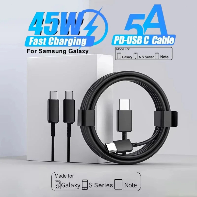 USB C Super Fast Cable 45W PD Type-C to Type-C Fast Charger cable For ...