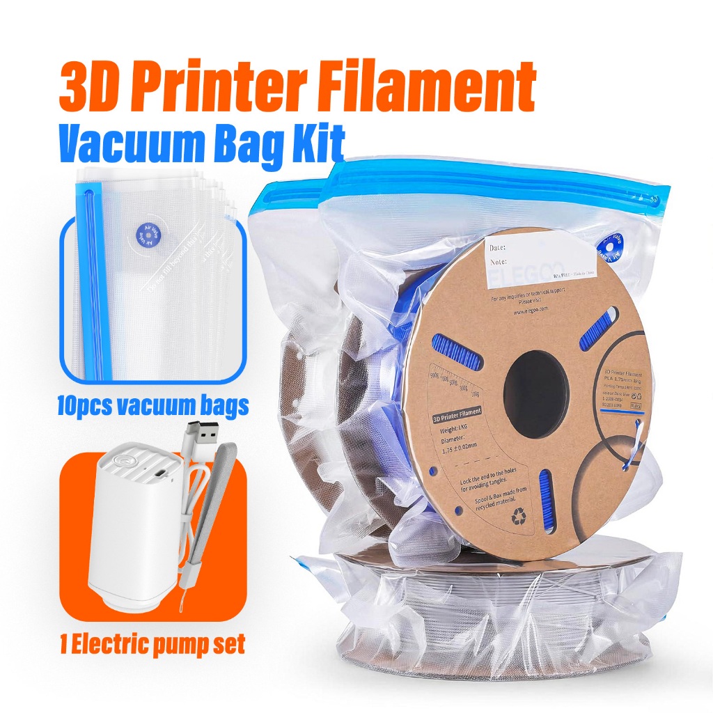 3D Printer Filament Storage Bag Kit with Electric Pump and 10pcs Vacuum ...