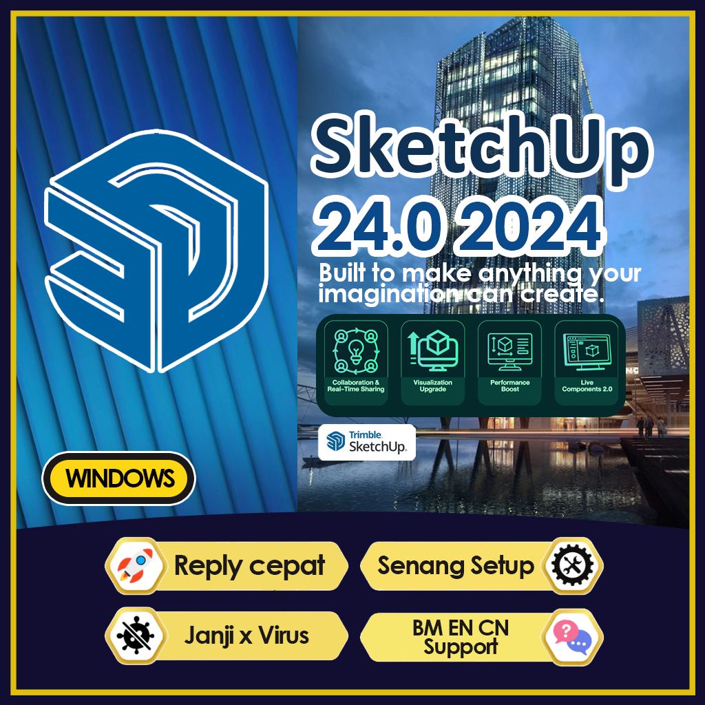 🌟 SketchUp Pro 2024 + V-Ray + Enscape | 📂 Asset Library | 💻 Windows PC ...