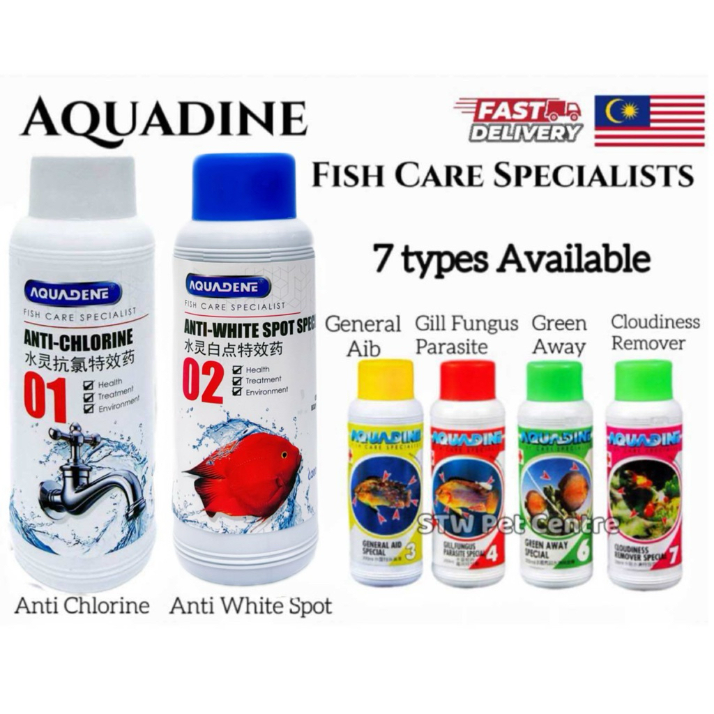 Aquadine Anti-Chlorine Fish Care Anti White Spot Gill Fungus Parasite ...