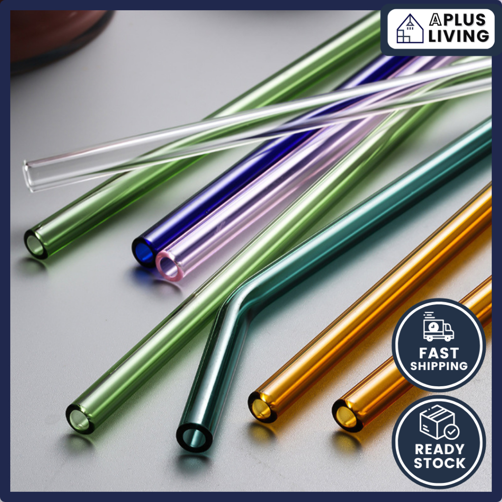 25cm Long Glass Straw Eco Friendly Straight & Bent High Borosilicate ...
