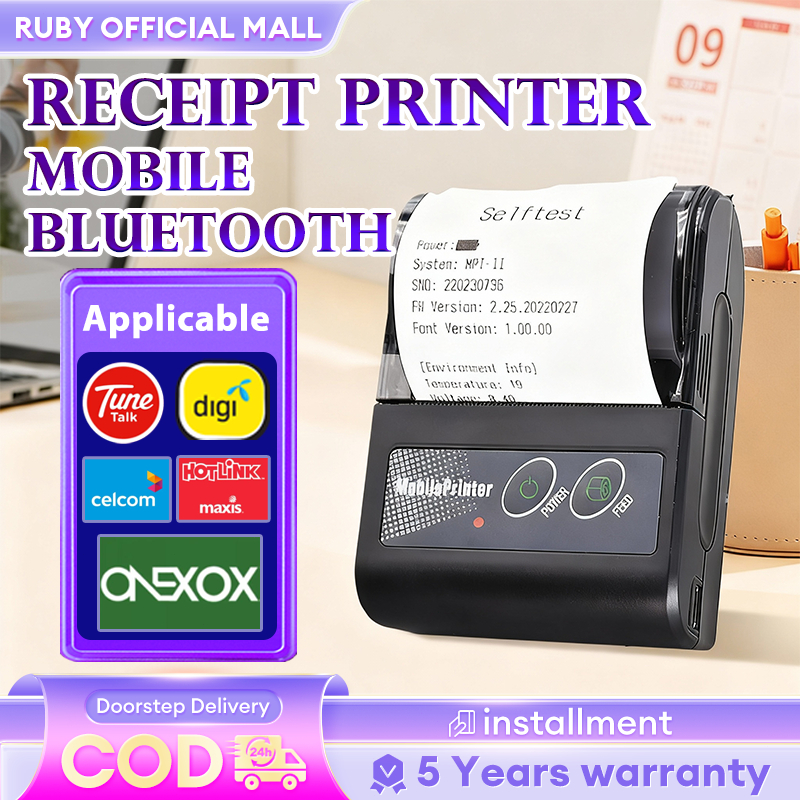 Printer 58mm Thermal Receipt Printer Bluetooth Portable Wireless Mini ...
