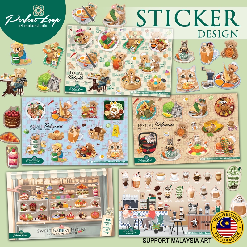 Sticker Design Cuties Food & Drink Animal Collection (Stiker Comel ...