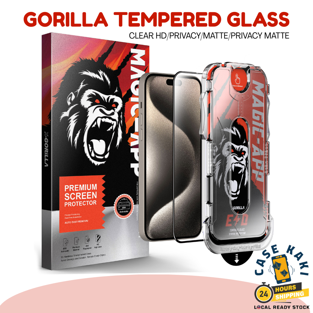 CASEKAKI GORILLA CLEAR MATTE/ PRIVACY Tempered Glass For iPhone 17 17e Air 16 16E 15 14 Plus 13 12 11 XS Pro Max XR Full