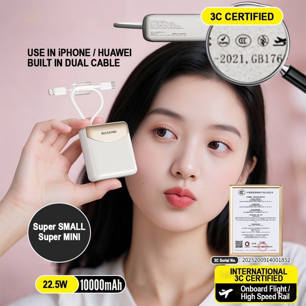 MSAIC (3C CERTIFIED)10000mAh 22.5W SUPER MINI Powerbank Built In Dual ...