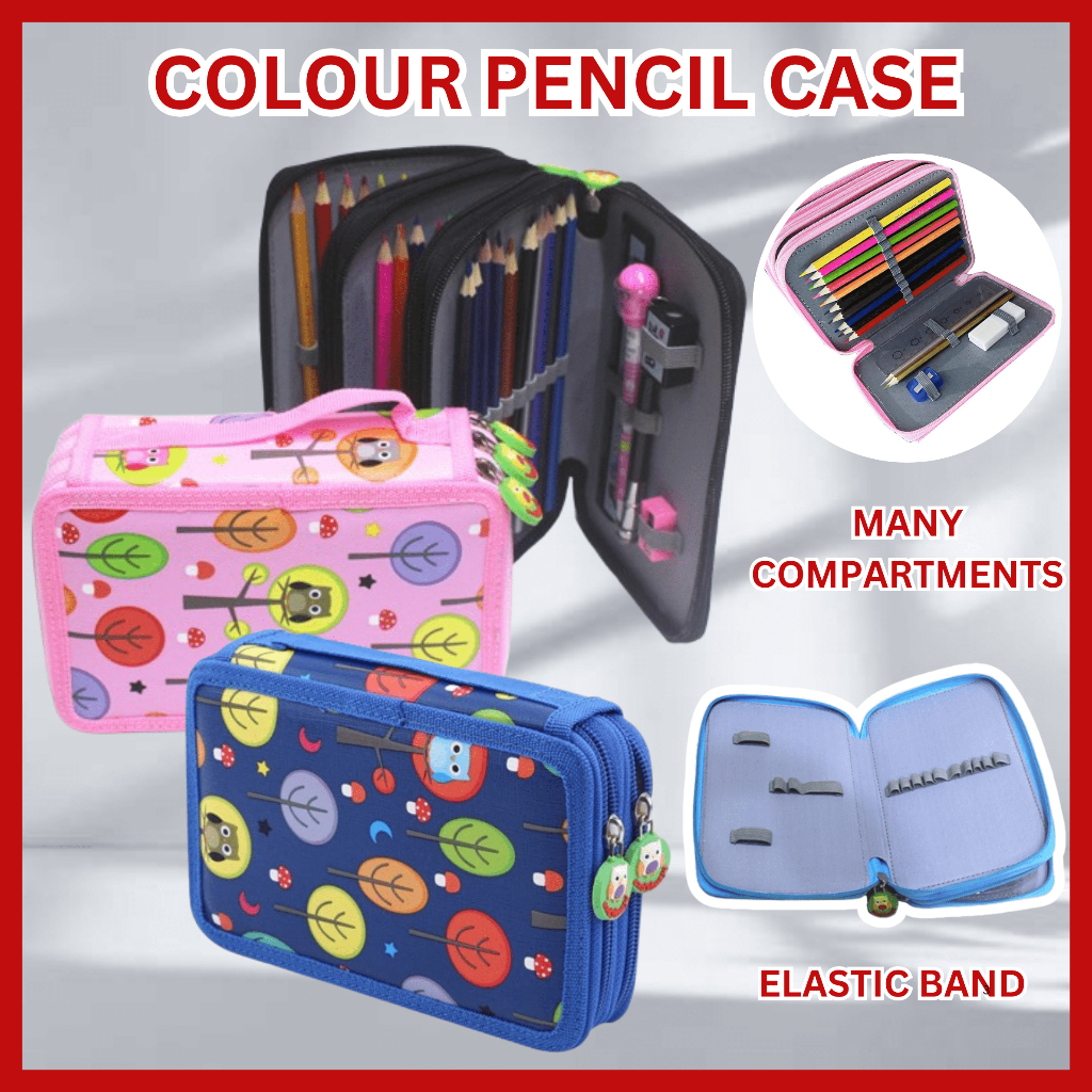 32/52 Holes Cartoon Colour Pencil Case | Large Capacity Stationery ...