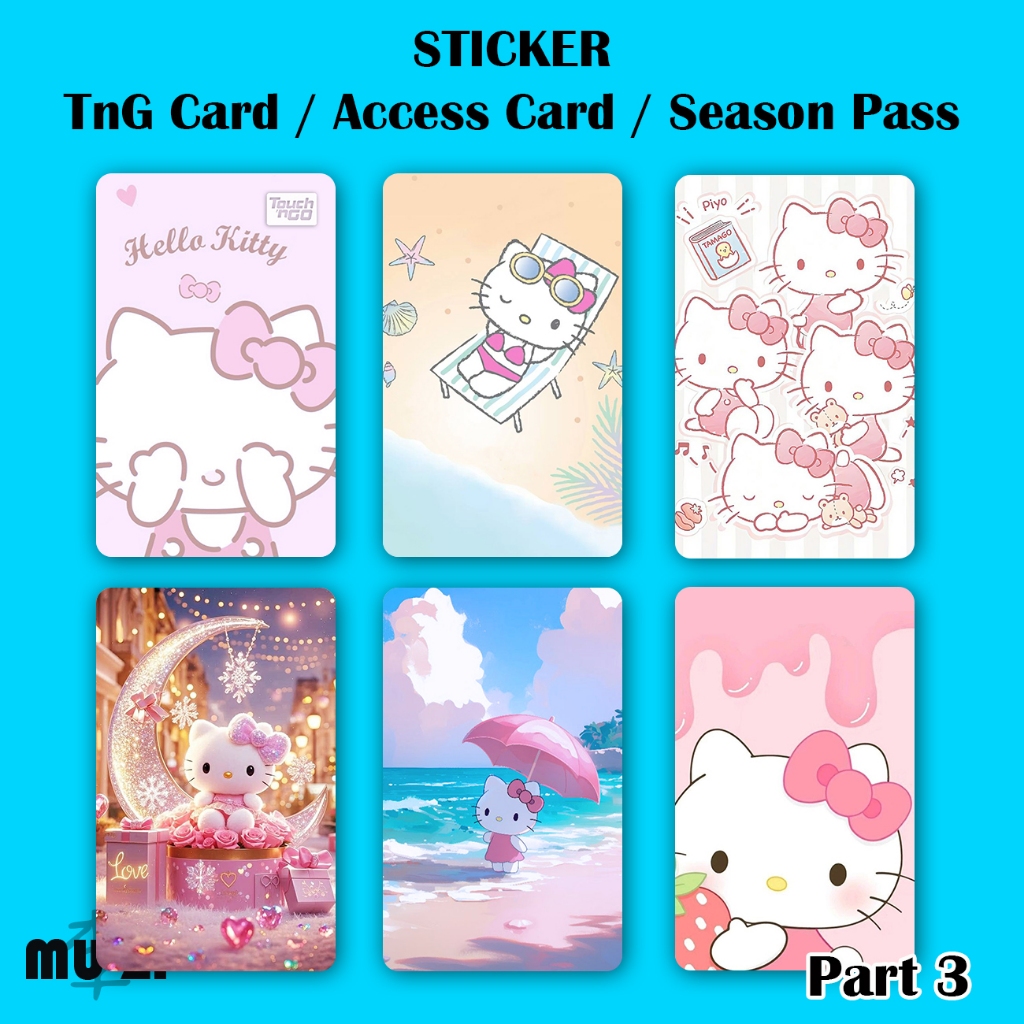 Hello Kitty TnG Card STICKER NFC STICKER (Part 3) Waterproof Thick Hard ...