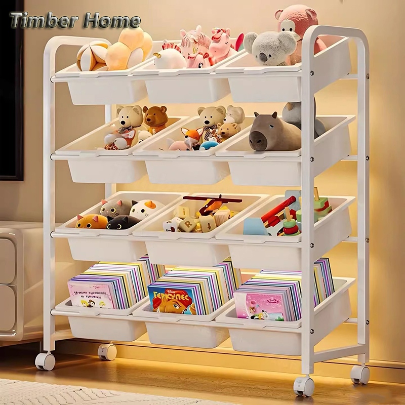 Timber home removable storage rack livingroom 4 tier rack children's ...