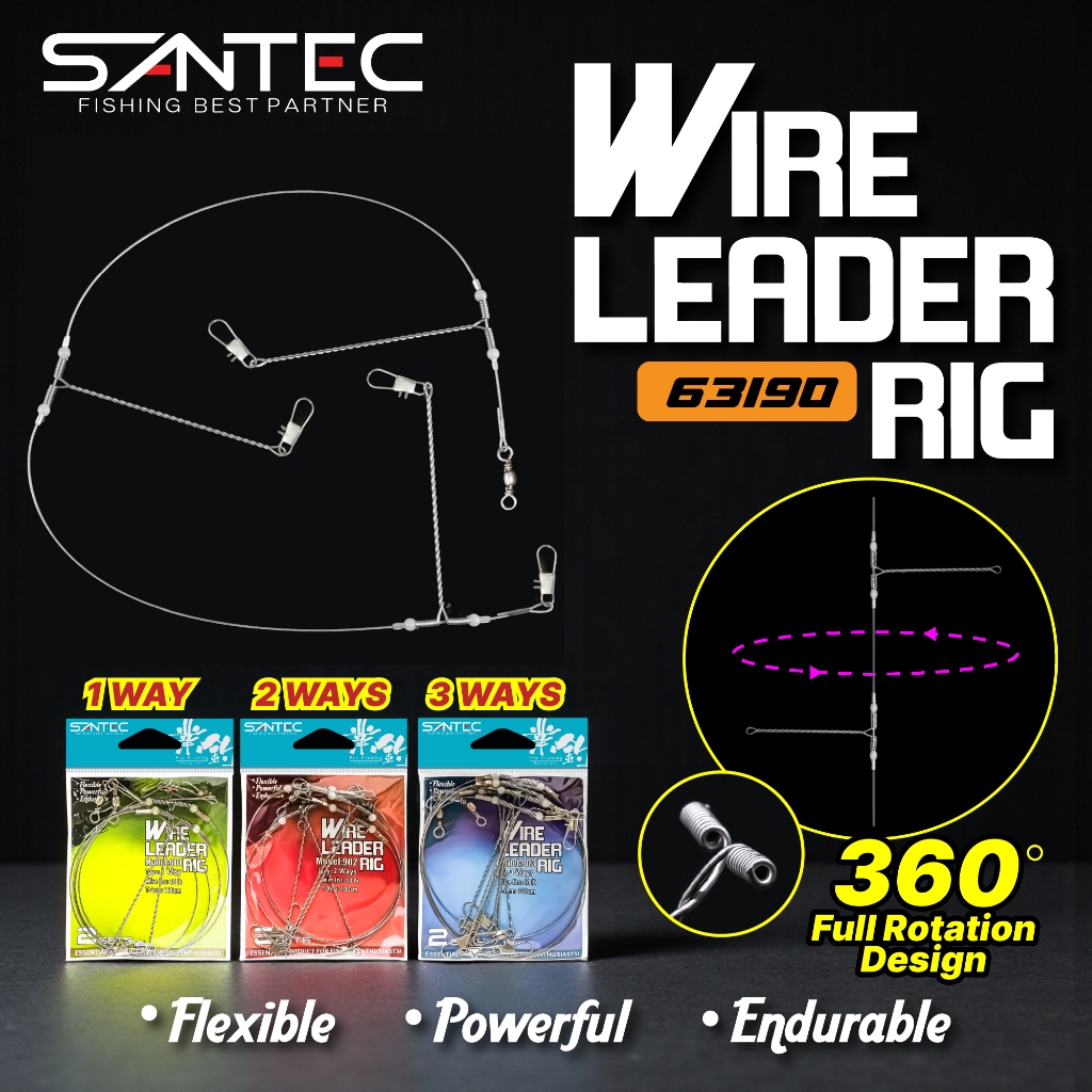 SANTEC - WIRE LEADER RIG 1WAYS/2WAYS/3WAYS 50cm/60cm STAINLESS STEEL ...