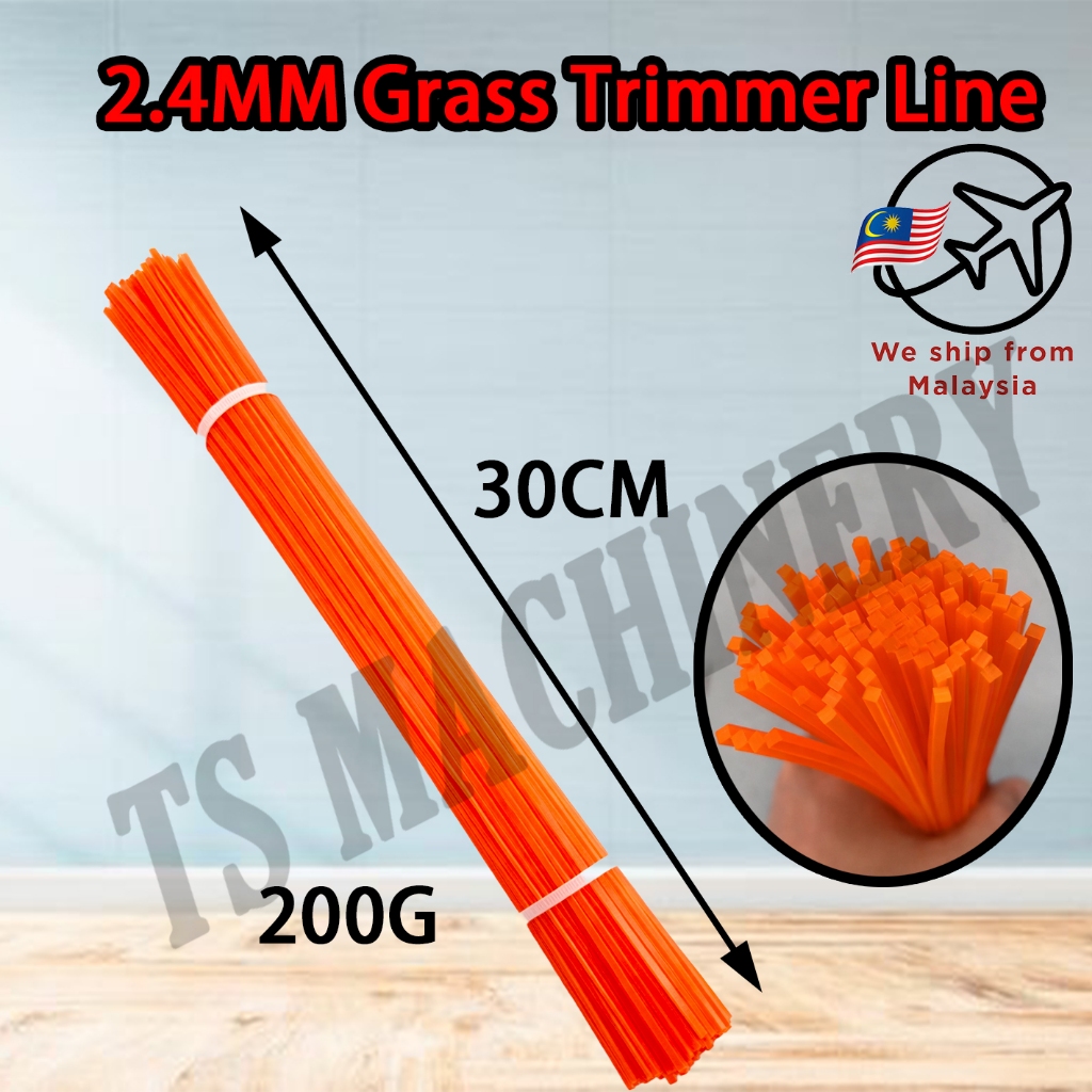Trimmer line brush cutter grass trimmer string square nylon 2.4mm tali ...