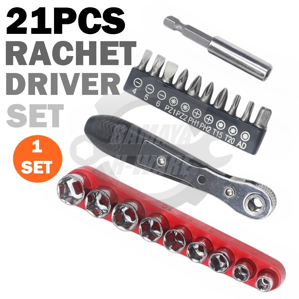 BMY 21pcs Rachet Driver Set. 1/4 Mini Portable Ratchet Screwdriver or ...
