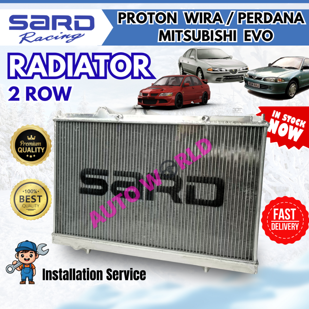 SARD Aluminum Alloy Radiator PROTON WIRA 1.6 1.8 4G91 92 93 MIVEC GSR ...