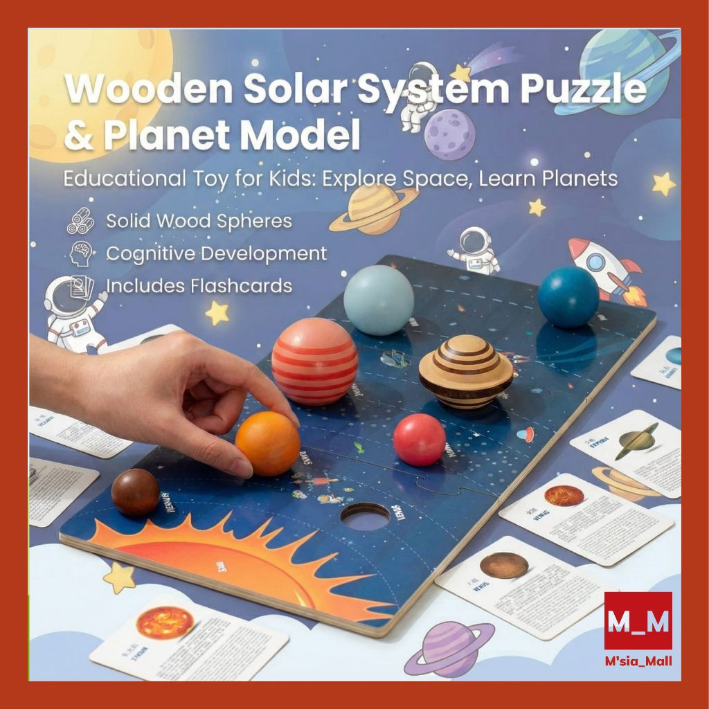 Wooden Solar System Puzzles Kids Toddlers Planet Outer Space Toys ...