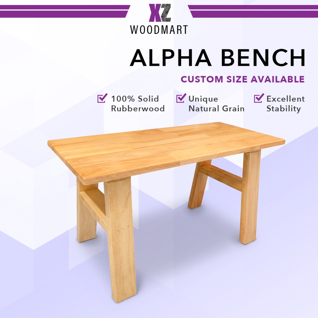 XZ Alpha Bench Solid Rubberwood Bench | Dining Bench | Shoe Bench ...