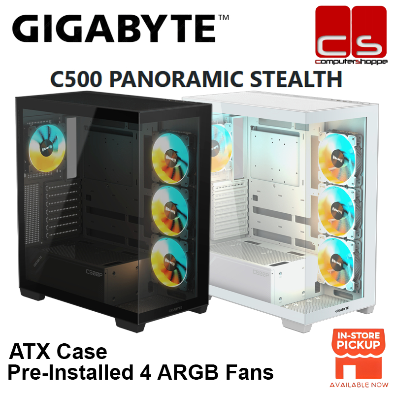 GIGABYTE C500 PANORAMIC STEALTH (BLACK / ICE) PC CASE MID TOWER ATX PC ...