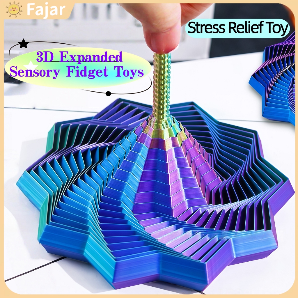 Expanded Sensory Fidget Toys 3D Printed with Handle Spiral Carrot Tower ...