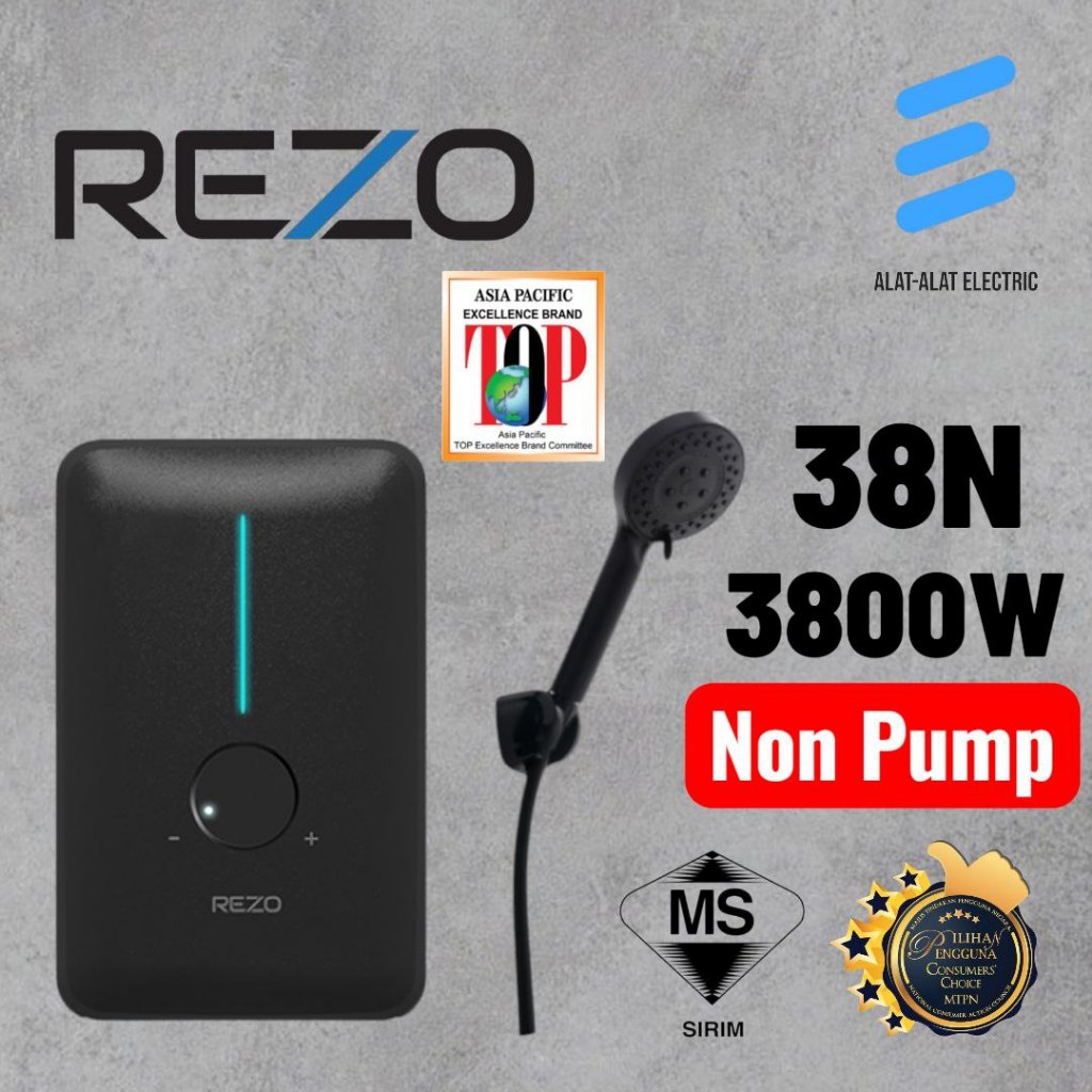 REZO DIVA II 38N NON PUMP WATER HEATER INSTANT SHOWER SET BLACK HOT ...