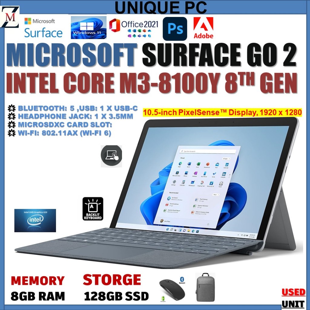 MICROSOFT SURFACE GO 2 INTEL CORE M3-8100Y 8TH GEN ORIGINAL KEYBOARD ...