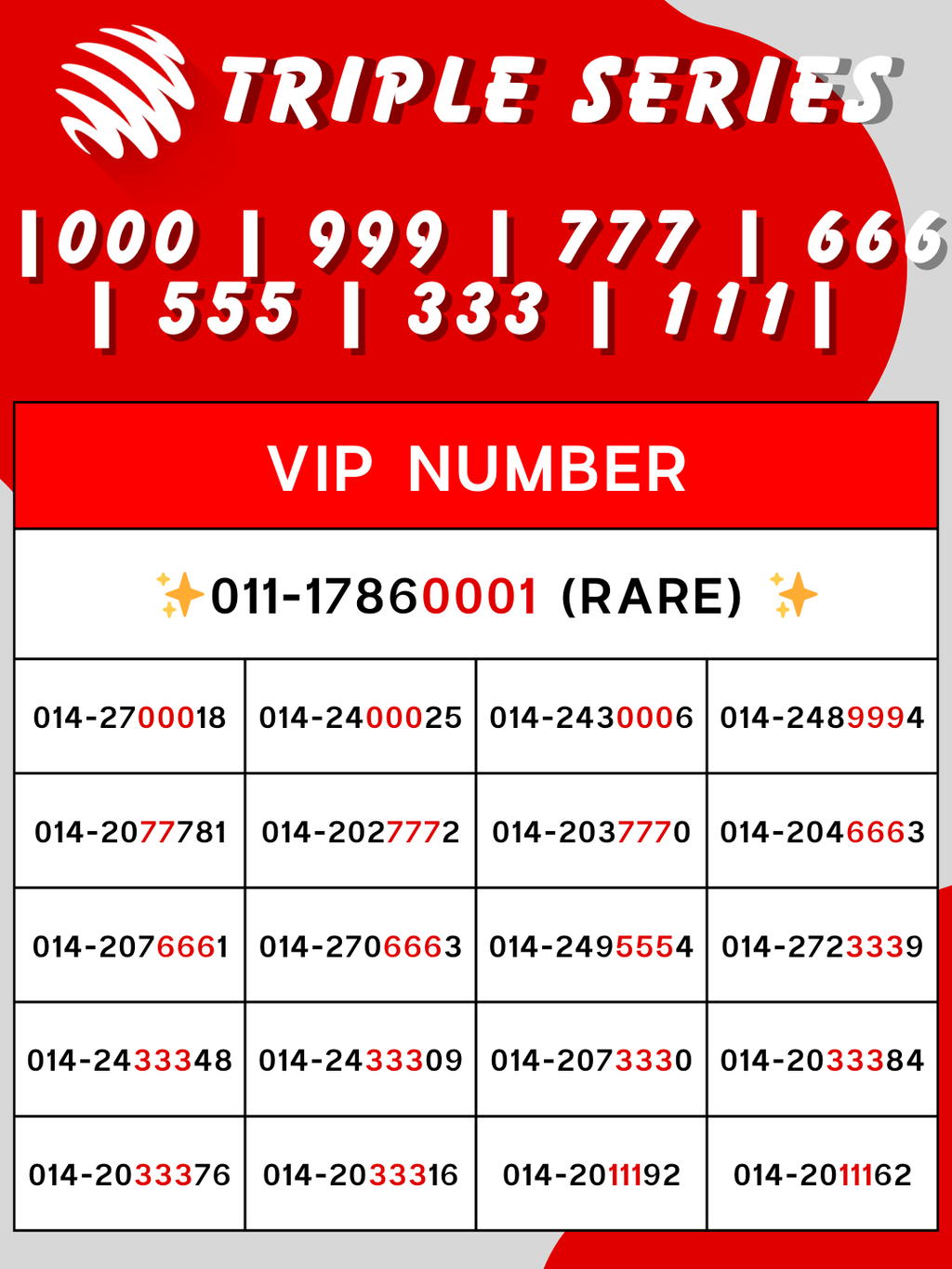 🔥 Hotlink VIP Number | VIP 号码 | Triple Series | 000 999 777 666 555 333 ...