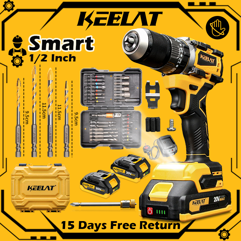 KEELAT KCD012 13mm Heavy Duty Drill 80N Anti-Kickback Smart Drill 20V ...