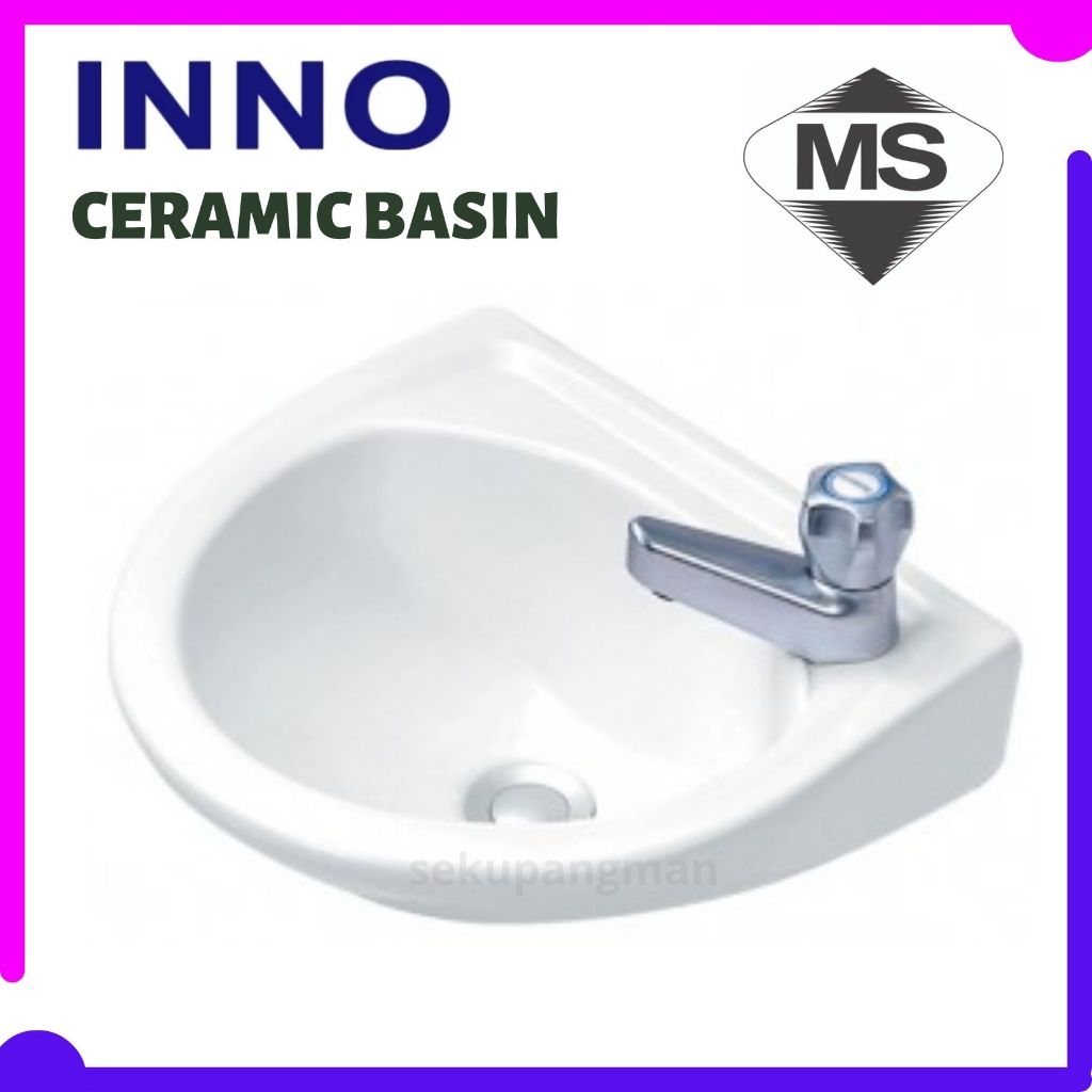 INNO WB2002 White Round Basin Sink Wash Face Ceramic Bathroom Sink ...