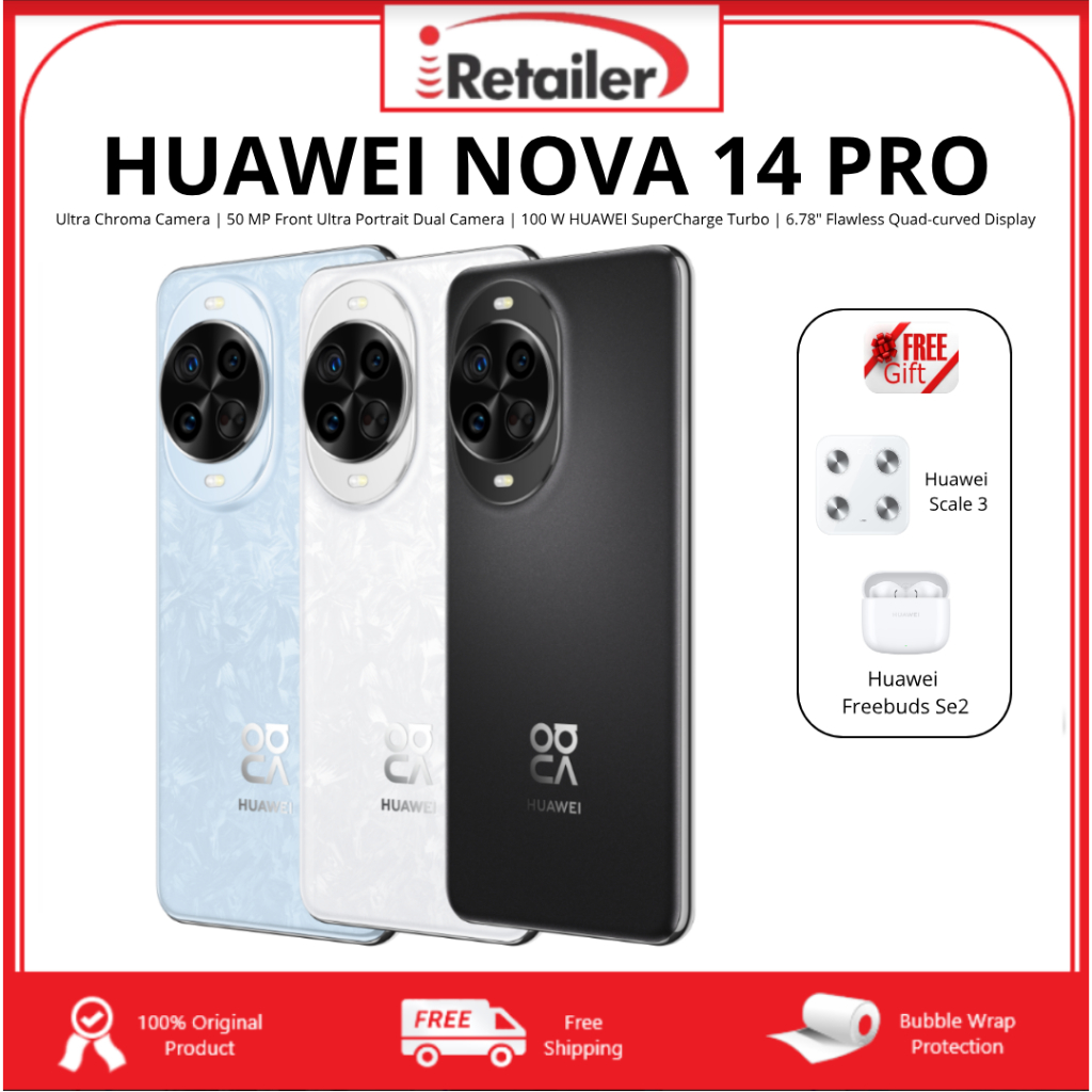 HUAWEI NOVA 14 Pro (12GB+512GB) / NOVA 14 (12GB+256GB) /  NOVA 14I (8GB+256GB) - 100% Original Malaysia