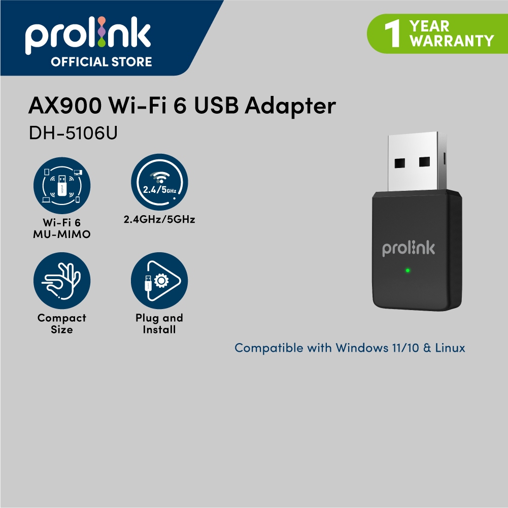 Prolink USB WiFi Adapter Wireless Adapter AX900 WiFi 6 5Ghz & 2.4GHz ...