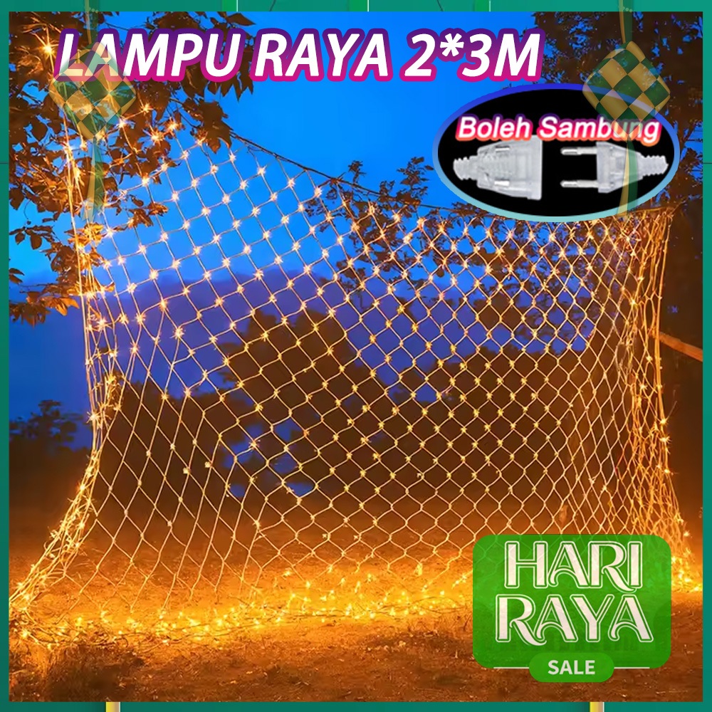 👍Lampu raya led lights 3x2m led light Lampu Hiasan 8 Mode lighting ...