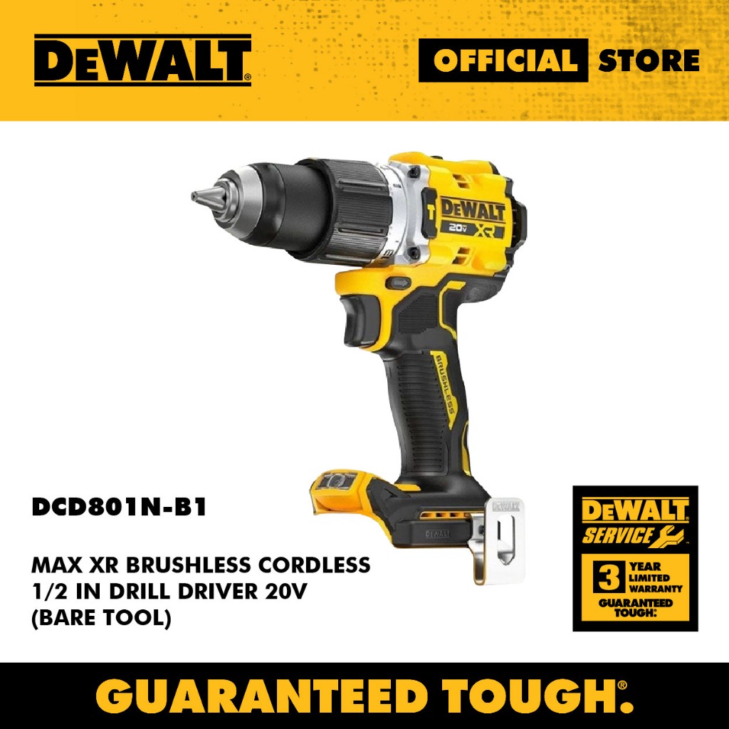 DEWALT DCD801N-B1 MAX XR BRUSHLESS CORDLESS 1/2 IN DRILL DRIVER 20V ...