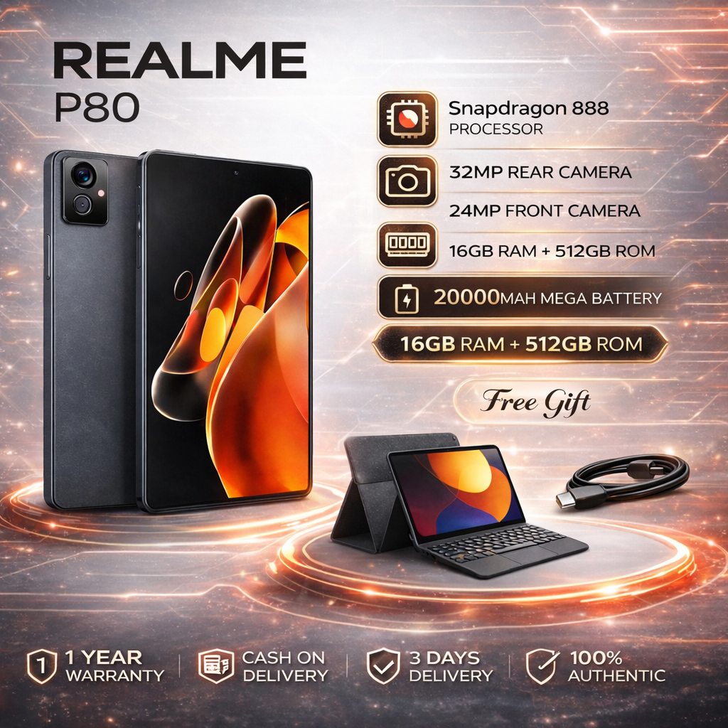🔥Fast Delivery🔥 Realme Pad P80 | 16GB RAM 512GB ROM | Snapdragon 888 | 4G+5G LTE Dual SIM | 20000mAh Battery