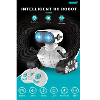 Robot Toy, RC Toy Robot for Kids Remote Control Robot with LED Eyes, Sound and Music 2.4GHz Remote Control Robots Toy Gi