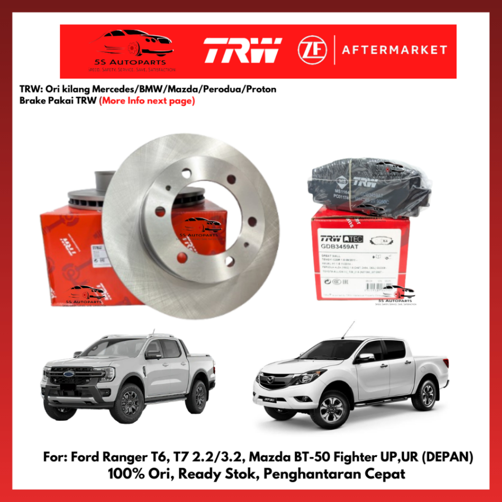TRW Ford Ranger T6/T7 (2011-2022), Mazda BT50 UP/UR (2011-2020) Front ...