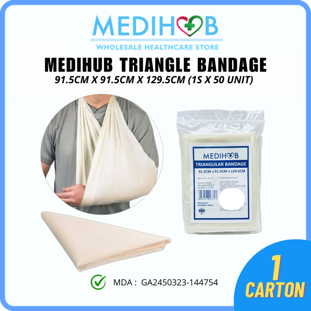 [BULK PURCHASE 50S] MEDIHUB Triangle Bandage Thickened Triangle First ...