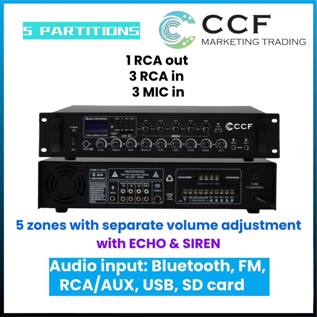 CCF 2/3/5 Zone PA System Set with 4 inch Wall Speakers original image 6