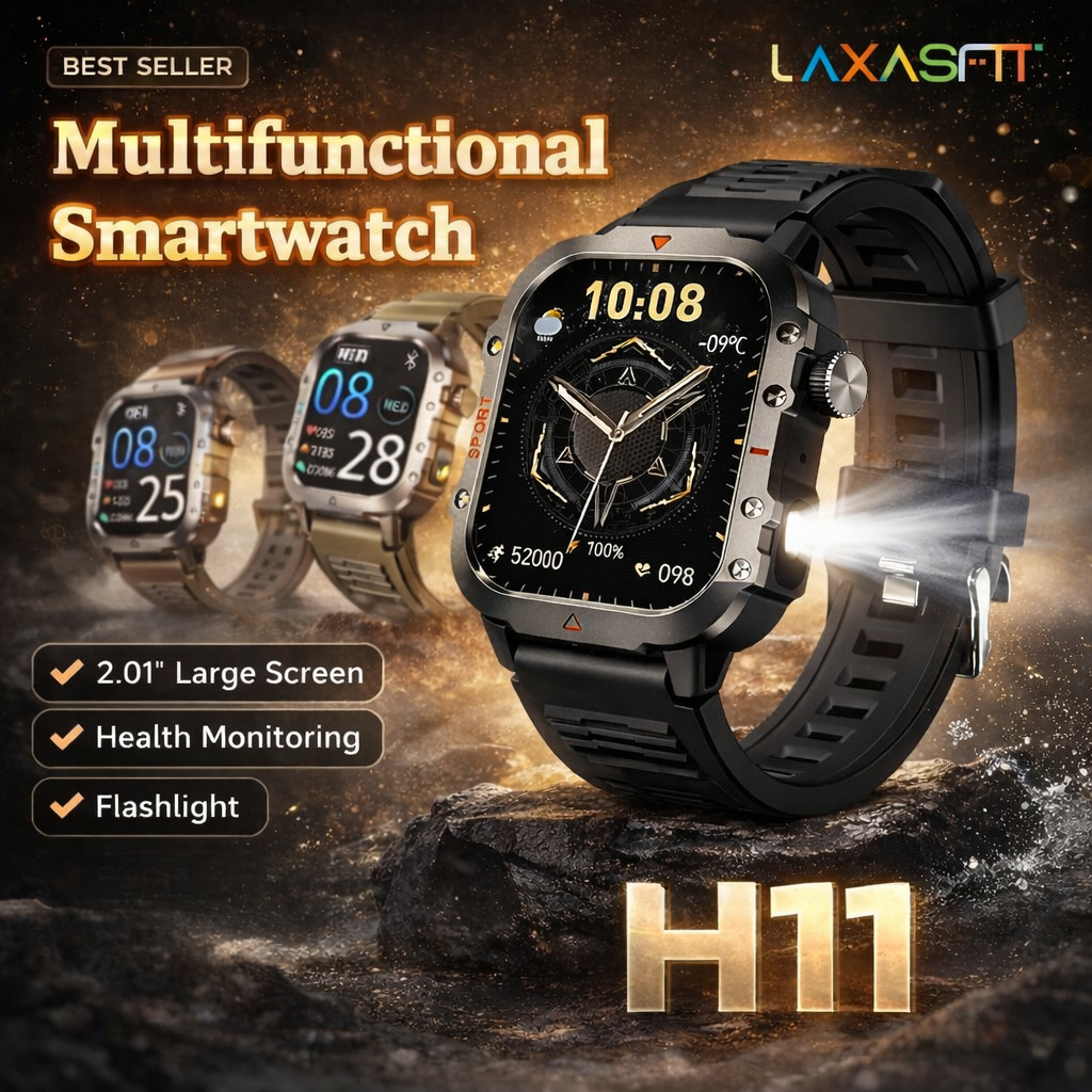 Jam tangan pintar Men's Watch with Flashlight 2.01 Inch Outdoor ...
