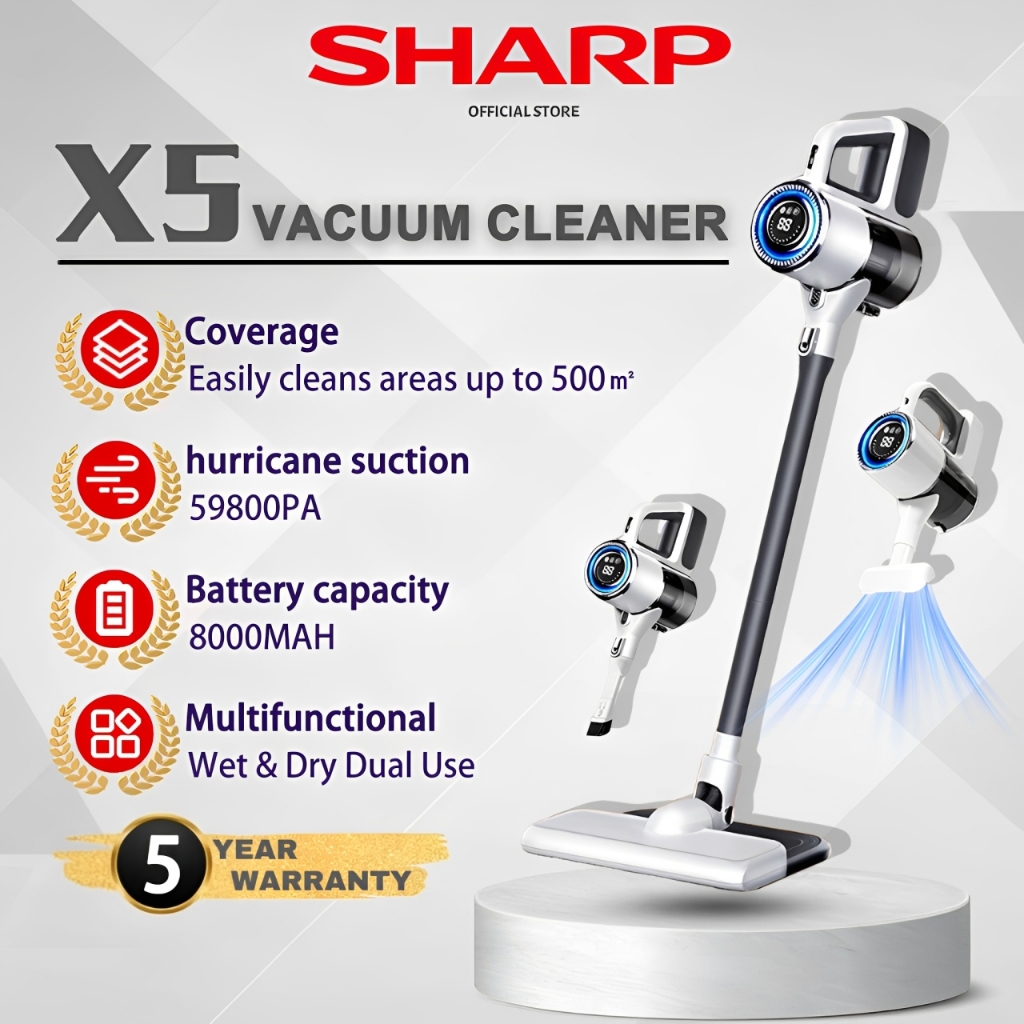 【5-year warranty】SHARP Cordless Vacuum Cleaner 59800PA 5-Layer ...