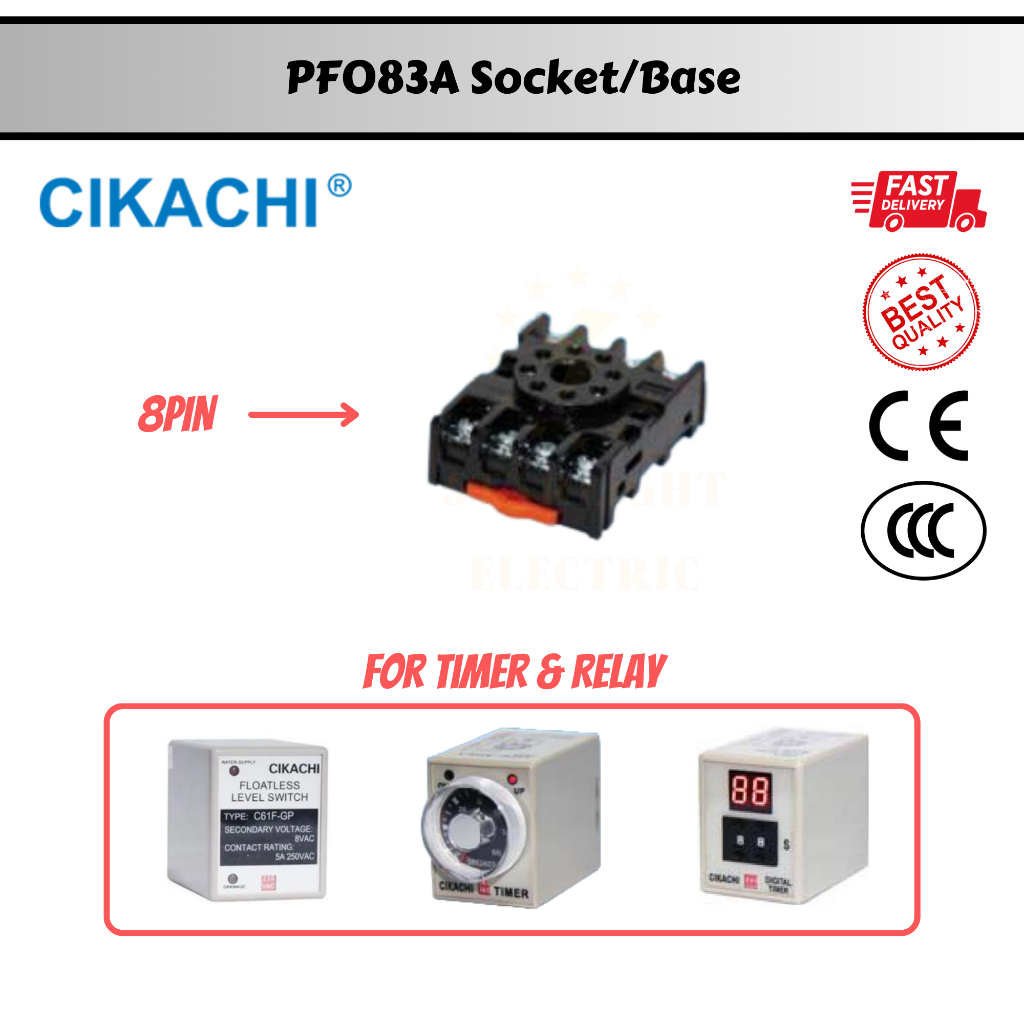 (CKC) Cikachi PF083A socket/base [Din Rail Mounted 8 pins](for Timer ...
