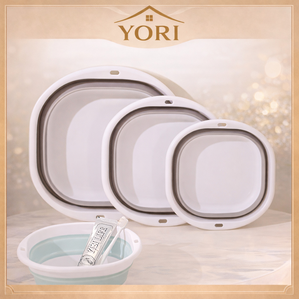 YORI Collapsible Foldable Wash Basin Silicone Bucket Portable Household ...