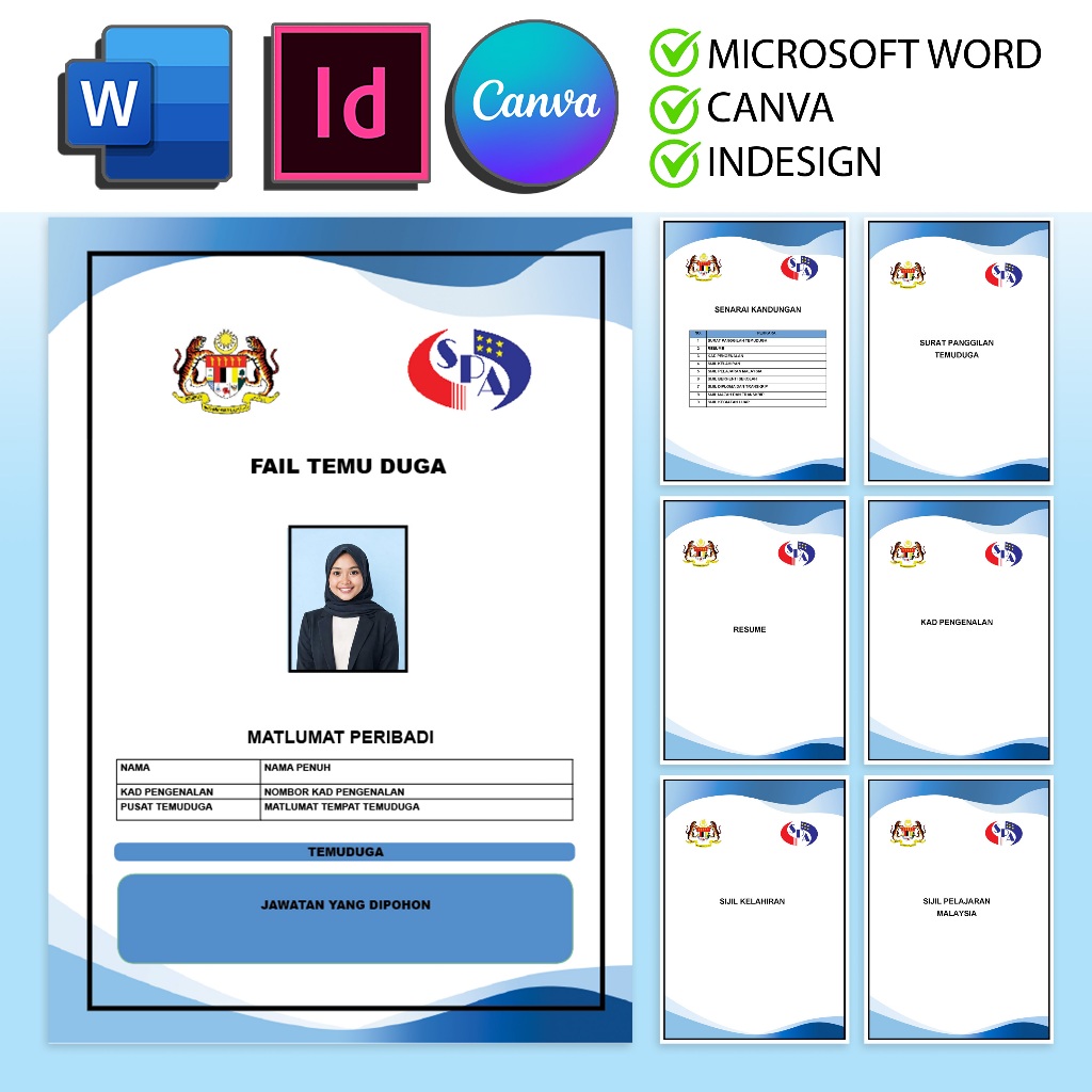 Template Fail Temuduga SPA Kerja Kerajaan (WORD, CANVA ,INDESIGN ...