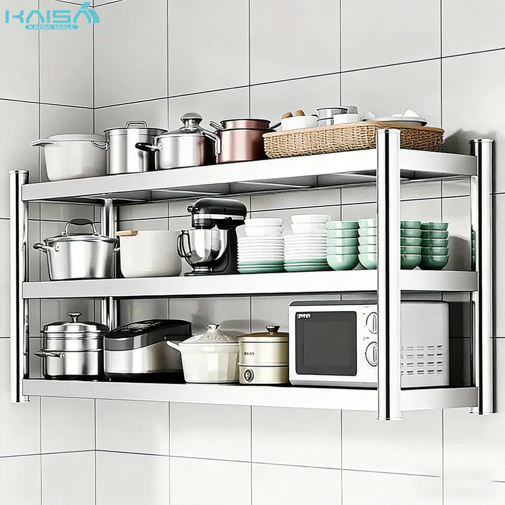 Stainless Steel Kitchen Shelf Wall-mounted Microwave Oven Rack Wall ...