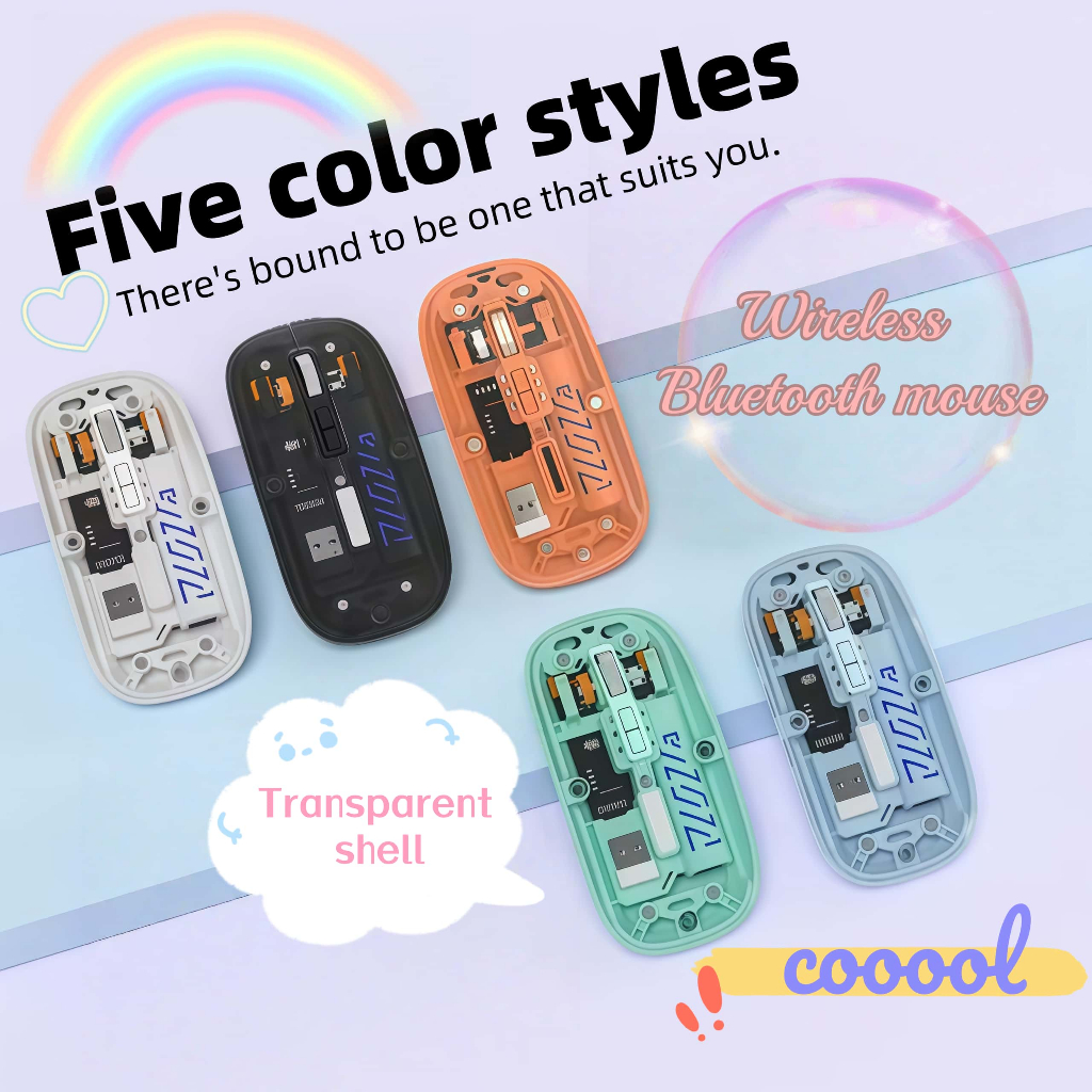 Transparent Bluetooth Mouse Wireless Mouse Dual-Mode Silent Mice for PC ...