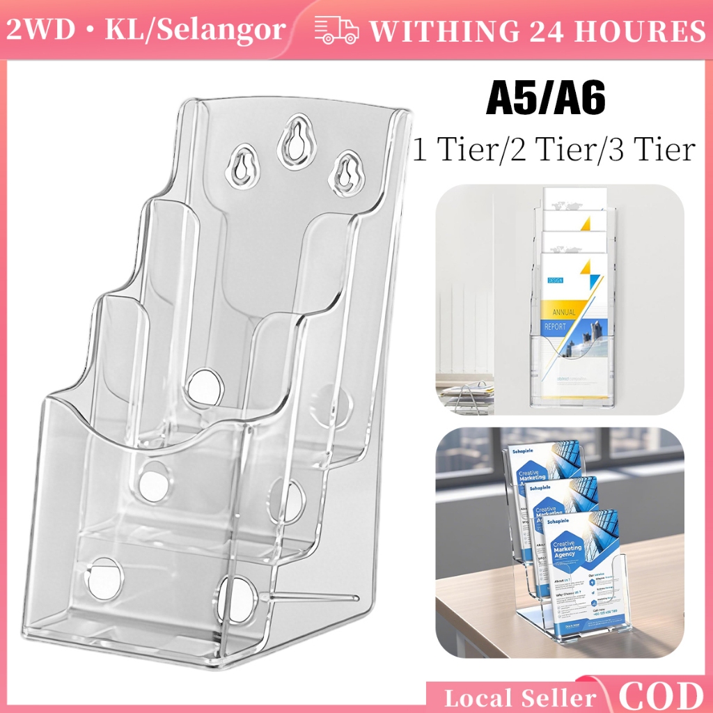 A5/A6 Acrylic Brochure Rack 1/2/3Tier Diy Brochure Holder Catalog ...