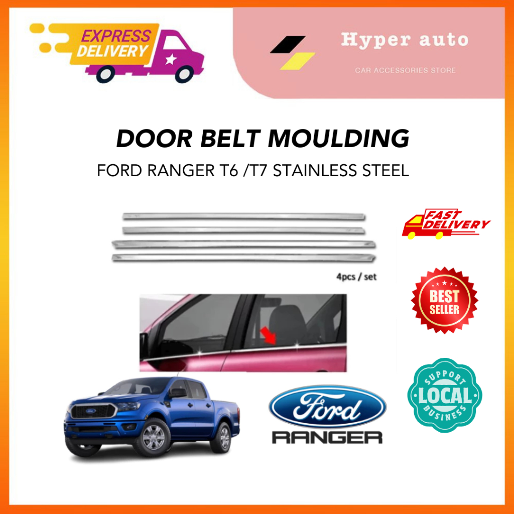 Ford Ranger T6/T7 12-15’ (6pcs) window chrome Chrome Window Trim ...