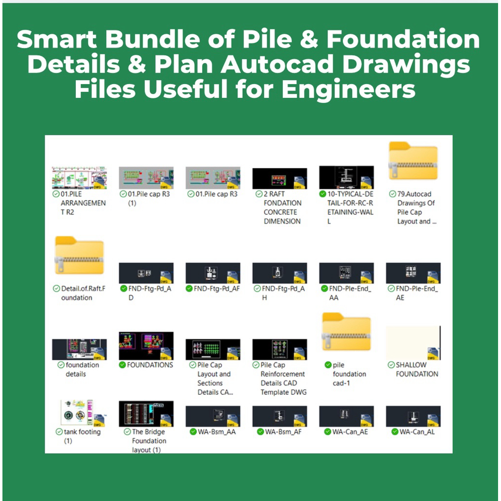 Smart Bundle of Pile & Foundation Details & Plan Autocad Drawings Files ...