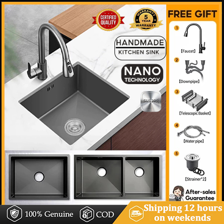 NANO Sinki 304 Stainless Steel Singki Dapur Double Sink Kitchen Sink ...