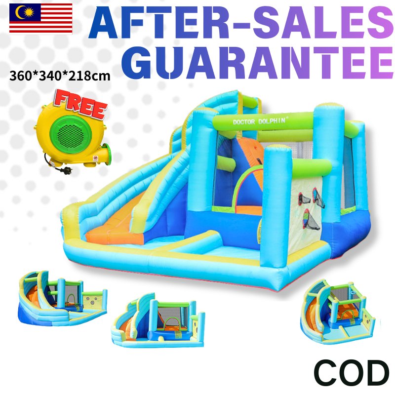 DOCTOR DOLPHIN Inflatable Castle Play House Inflatable Slide Water Pool ...