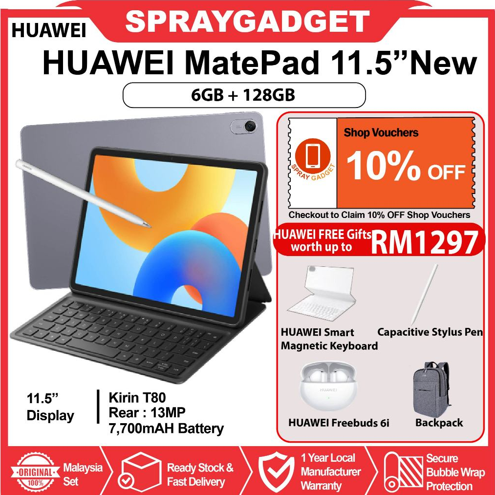 HUAWEI MatePad 11.5 Tablet (6GB RAM + 128GB ROM) 11.5-inch Display l PC ...
